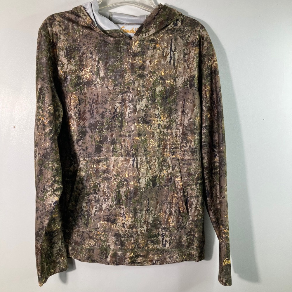 Boys Gamehide Shape Shift Camo Hoodie XL Green Brown Polyester‎ Kangaroo Pocket
